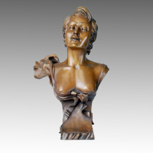 Busts Bronze Sculpture Maiden Carving Deco Brass Statue TPE-215